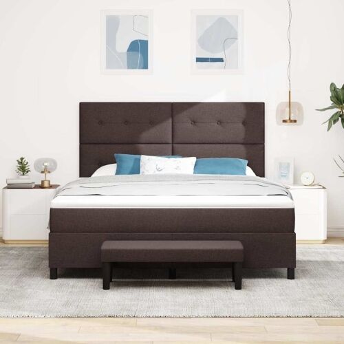 Box spring krevet Tamno smeđa 180 x 200 cm tkanina - Tamno smeđa 180 x 200 cm Prošiveno gumbima Cijena