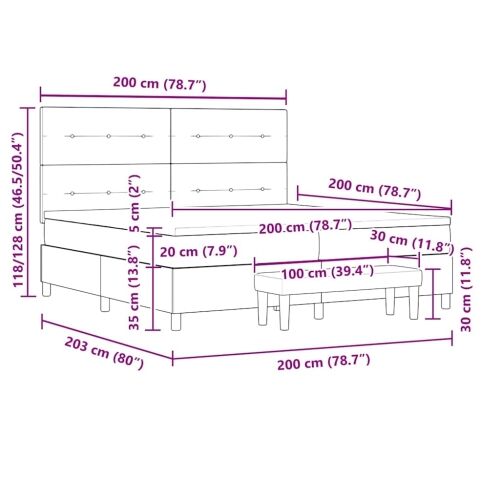 Box spring krevet Tamno siva 200 x 200 cm tkanina - Tamno siva 200 x 200 cm Prošiveno gumbima Cijena