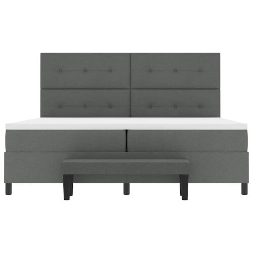 Box spring krevet Tamno siva 200 x 200 cm tkanina - Tamno siva 200 x 200 cm Prošiveno gumbima Cijena