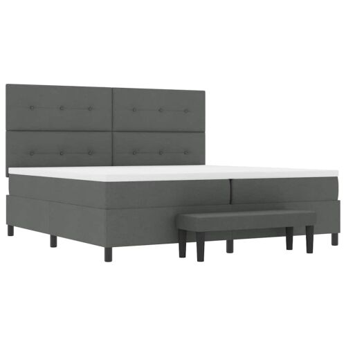 Box spring krevet Tamno siva 200 x 200 cm tkanina - Tamno siva 200 x 200 cm Prošiveno gumbima Cijena