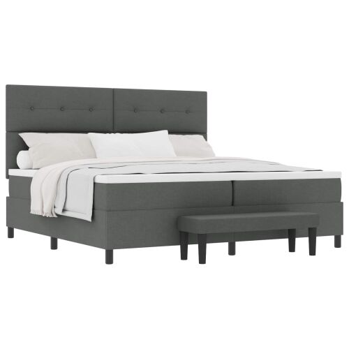 Box spring krevet Tamno siva 200 x 200 cm tkanina - Tamno siva 200 x 200 cm Prošiveno gumbima Cijena