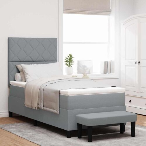 Box spring krevet Svijetlo siva 90 x 190 cm tkanina - Svjetlosiva 90 x 190 cm Dizajn s rombovima Cijena