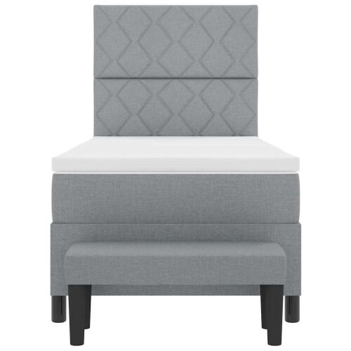 Box spring krevet Svijetlo siva 90 x 190 cm tkanina - Svjetlosiva 90 x 190 cm Dizajn s rombovima Cijena