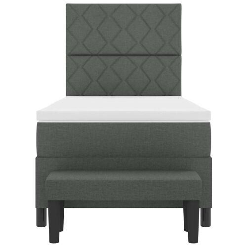Box spring krevet Tamno siva 90 x 190 cm tkanina - Tamno siva 90 x 190 cm Dizajn s rombovima Cijena