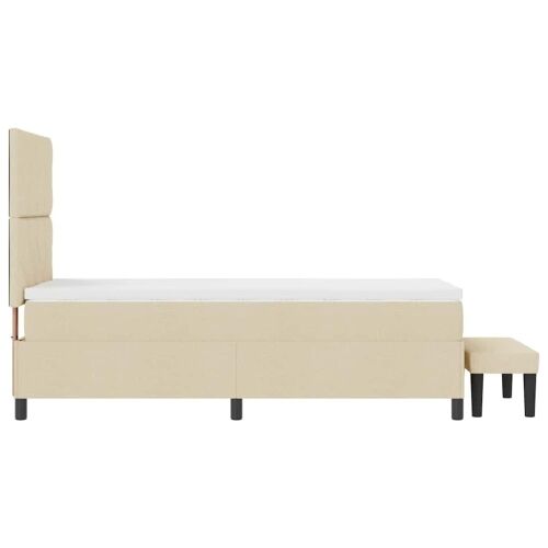 Box spring krevet s uzglavljem Krema 90 x 190 cm tkanina - Krema 90 x 190 cm Dizajn s rombovima Cijena