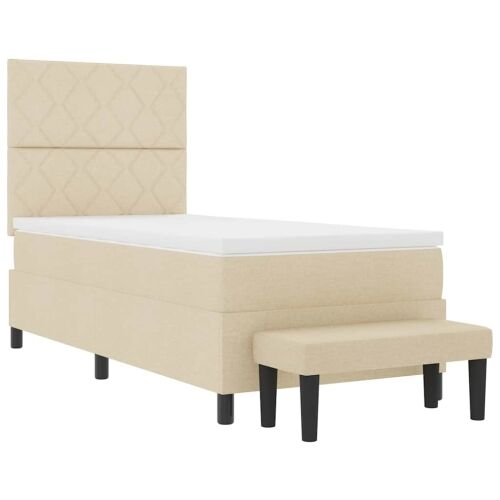Box spring krevet s uzglavljem Krema 90 x 190 cm tkanina - Krema 90 x 190 cm Dizajn s rombovima Cijena