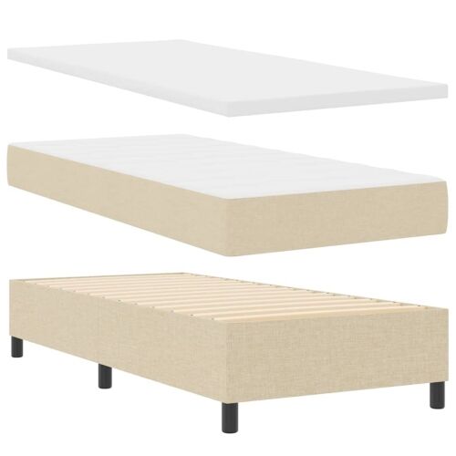 Box spring krevet s uzglavljem Krema 90 x 190 cm tkanina - Krema 90 x 190 cm Dizajn s rombovima Cijena