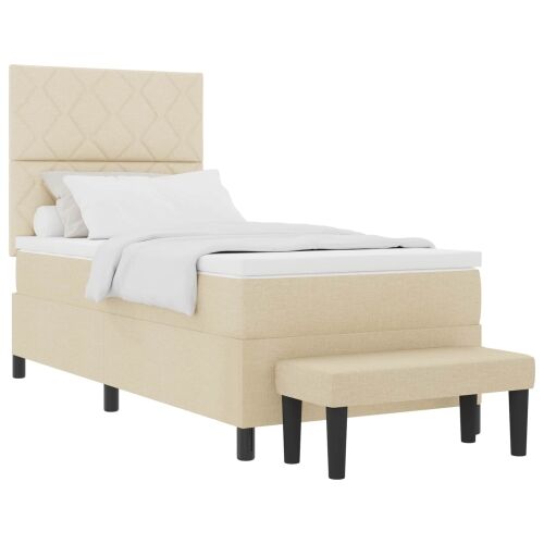 Box spring krevet s uzglavljem Krema 90 x 190 cm tkanina - Krema 90 x 190 cm Dizajn s rombovima Cijena