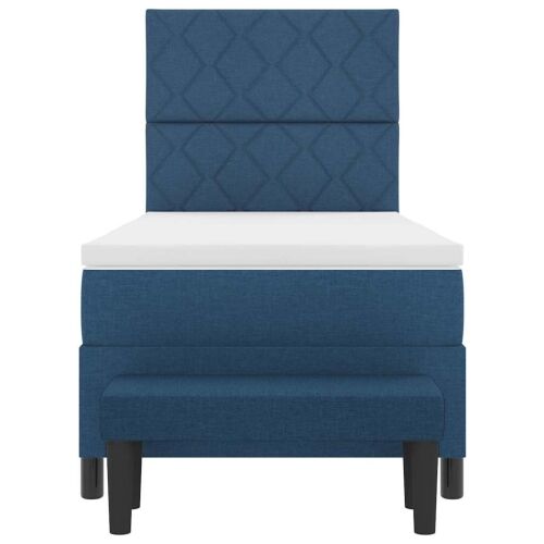 Box spring krevet s jastukom Plava 90 x 190 cm tkanina - Plava 90 x 190 cm Dizajn s rombovima Cijena