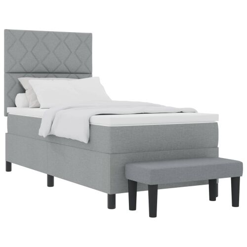 Box spring krevet Svijetlo siva 90 x 200 cm tkanina - Svjetlosiva 90 x 200 cm Dizajn s rombovima Cijena