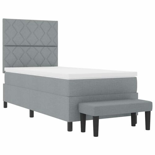 Box spring krevet Svijetlo siva 90 x 200 cm tkanina - Svjetlosiva 90 x 200 cm Dizajn s rombovima Cijena