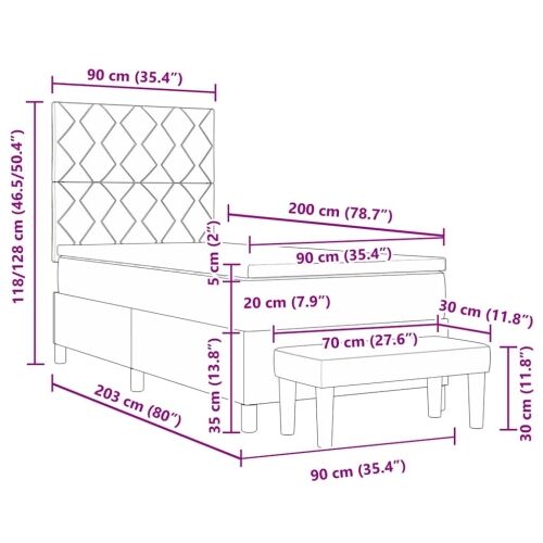 Box spring krevet Svijetlo siva 90 x 200 cm tkanina - Svjetlosiva 90 x 200 cm Dizajn s rombovima Cijena