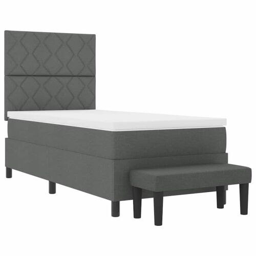 Box spring krevet Tamno siva 90 x 200 cm tkanina - Tamno siva 90 x 200 cm Dizajn s rombovima Cijena