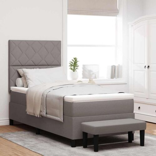 Box spring krevet Sivo-smeđa 90 x 200 cm tkanina - Sivo-smeđa 90 x 200 cm Dizajn s rombovima Cijena
