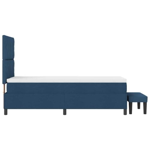 Box spring krevet s uzglavljem Plava 90 x 200 cm tkanina - Plava 90 x 200 cm Dizajn s rombovima Cijena