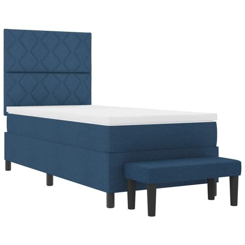 Box spring krevet s uzglavljem Plava 90 x 200 cm tkanina - Plava 90 x 200 cm Dizajn s rombovima Cijena