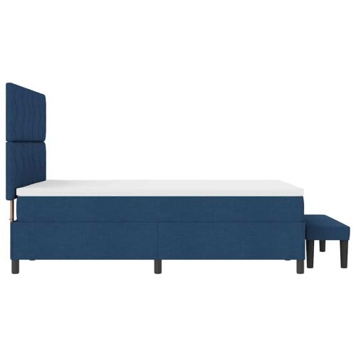 Box spring krevet s uzglavljem Plava 160 x 200 cm tkanina - Plava 160 x 200 cm Dizajn s rombovima Cijena