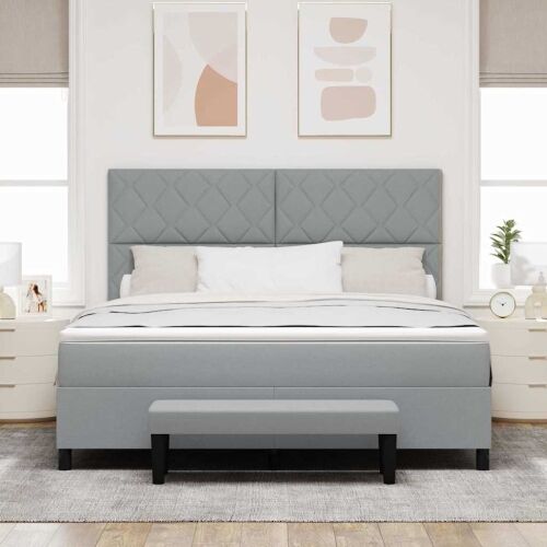 Box spring krevet Svijetlo siva 180 x 200 cm tkanina - Svjetlosiva 180 x 200 cm Dizajn s rombovima Cijena