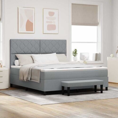 Box spring krevet Svijetlo siva 180 x 200 cm tkanina - Svjetlosiva 180 x 200 cm Dizajn s rombovima Cijena