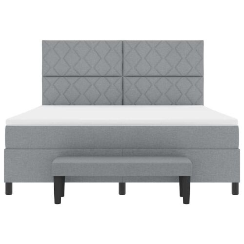 Box spring krevet Svijetlo siva 180 x 200 cm tkanina - Svjetlosiva 180 x 200 cm Dizajn s rombovima Cijena