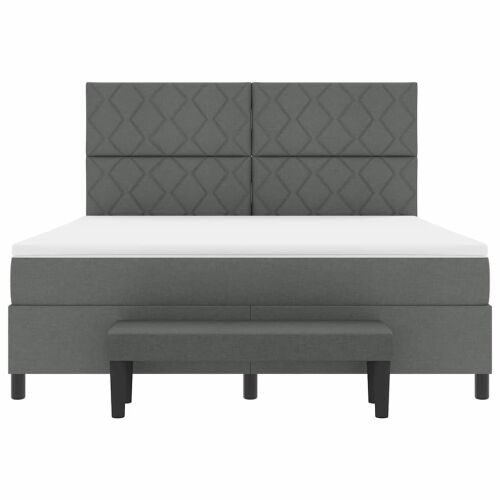 Box spring krevet Tamno siva 180 x 200 cm tkanina - Tamno siva 180 x 200 cm Dizajn s rombovima Cijena