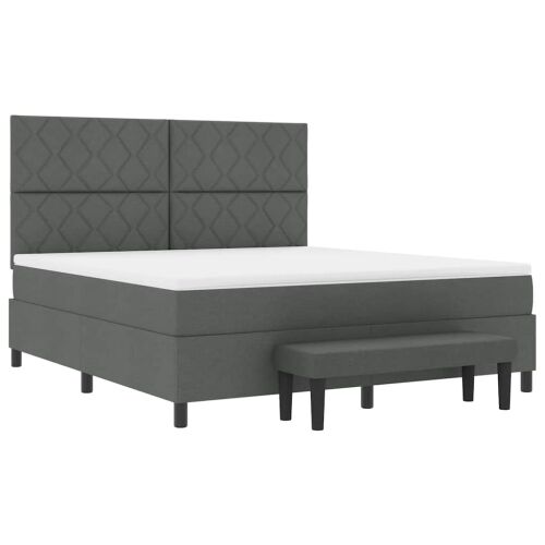 Box spring krevet Tamno siva 180 x 200 cm tkanina - Tamno siva 180 x 200 cm Dizajn s rombovima Cijena