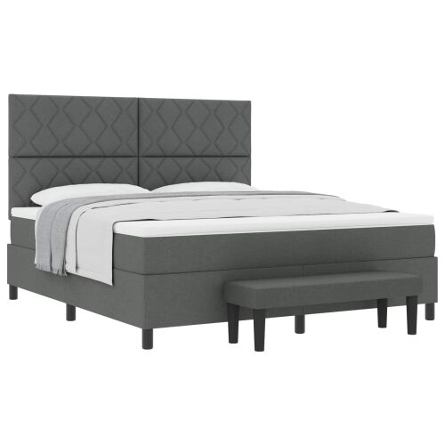 Box spring krevet Tamno siva 180 x 200 cm tkanina - Tamno siva 180 x 200 cm Dizajn s rombovima Cijena
