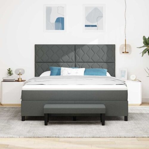 Box spring krevet Tamno siva 180 x 200 cm tkanina - Tamno siva 180 x 200 cm Dizajn s rombovima Cijena
