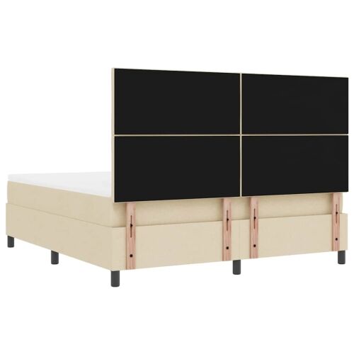 Box spring krevet s uzglavljem Krema 180 x 200 cm tkanina - Krema 180 x 200 cm Dizajn s rombovima Cijena