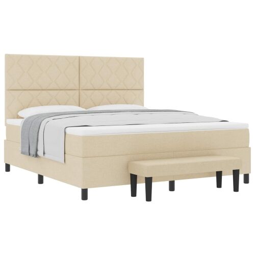 Box spring krevet s uzglavljem Krema 180 x 200 cm tkanina - Krema 180 x 200 cm Dizajn s rombovima Cijena