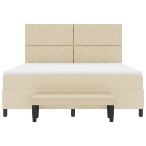 Box spring krevet s uzglavljem Krema 180 x 200 cm tkanina - Krema 180 x 200 cm Dizajn s rombovima Cijena