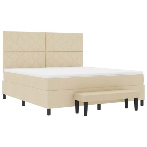 Box spring krevet s uzglavljem Krema 180 x 200 cm tkanina - Krema 180 x 200 cm Dizajn s rombovima Cijena