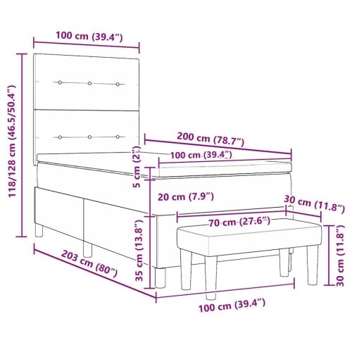 Box spring krevet Tamno siva 200 x 100 cm tkanina - Tamno siva 100 x 200 cm Prošiveno gumbima Cijena