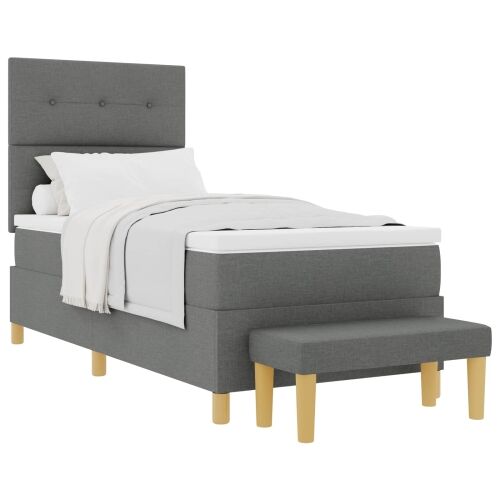 Box spring krevet Tamno siva 200 x 100 cm tkanina - Tamno siva 100 x 200 cm Prošiveno gumbima Cijena