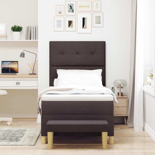 Box spring krevet Tamno smeđa 200 x 100 cm tkanina - Tamno smeđa 100 x 200 cm Prošiveno gumbima Cijena