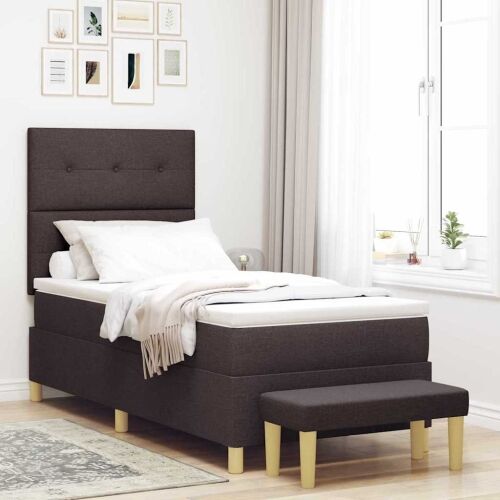 Box spring krevet Tamno smeđa 200 x 100 cm tkanina - Tamno smeđa 100 x 200 cm Prošiveno gumbima Cijena