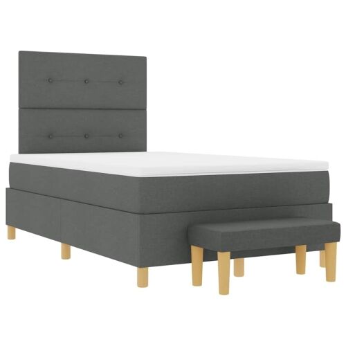 Box spring krevet Tamno siva 190 x 120 cm tkanina - Tamno siva 120 x 190 cm Prošiveno gumbima Cijena