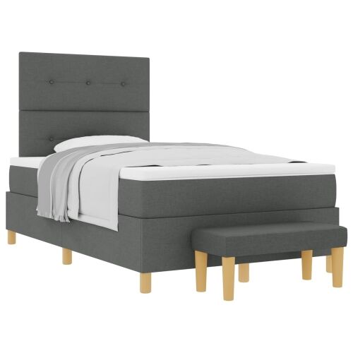 Box spring krevet Tamno siva 190 x 120 cm tkanina - Tamno siva 120 x 190 cm Prošiveno gumbima Cijena