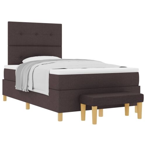 Box spring krevet Tamno smeđa 190 x 120 cm tkanina - Tamno smeđa 120 x 190 cm Prošiveno gumbima Cijena