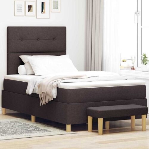 Box spring krevet Tamno smeđa 190 x 120 cm tkanina - Tamno smeđa 120 x 190 cm Prošiveno gumbima Cijena
