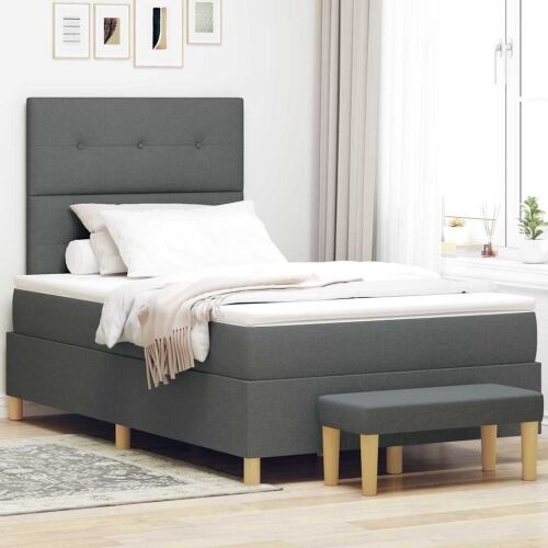 Box spring krevet Tamno siva 200 x 120 cm tkanina - Tamno siva 120 x 200 cm Prošiveno gumbima Cijena