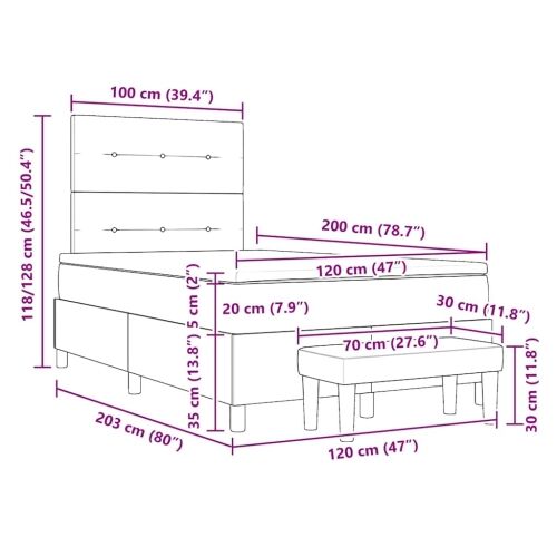 Box spring krevet Tamno siva 200 x 120 cm tkanina - Tamno siva 120 x 200 cm Prošiveno gumbima Cijena