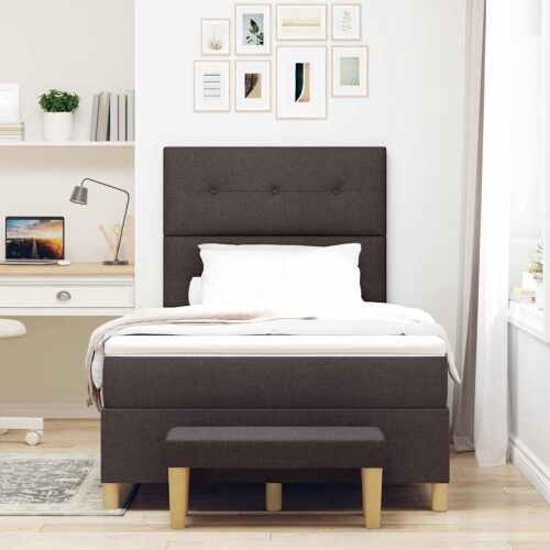 Box spring krevet Tamno smeđa 200 x 120 cm tkanina - Tamno smeđa 120 x 200 cm Prošiveno gumbima Cijena