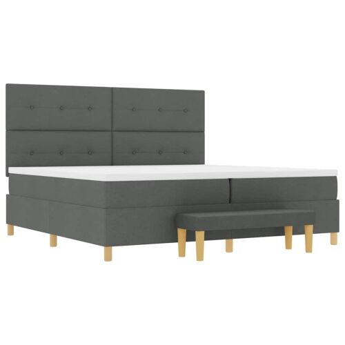 Box spring krevet Tamno siva 200 x 200 cm tkanina - Tamno siva 200 x 200 cm Prošiveno gumbima Cijena
