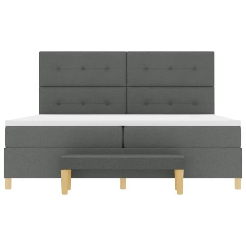 Box spring krevet Tamno siva 200 x 200 cm tkanina - Tamno siva 200 x 200 cm Prošiveno gumbima Cijena
