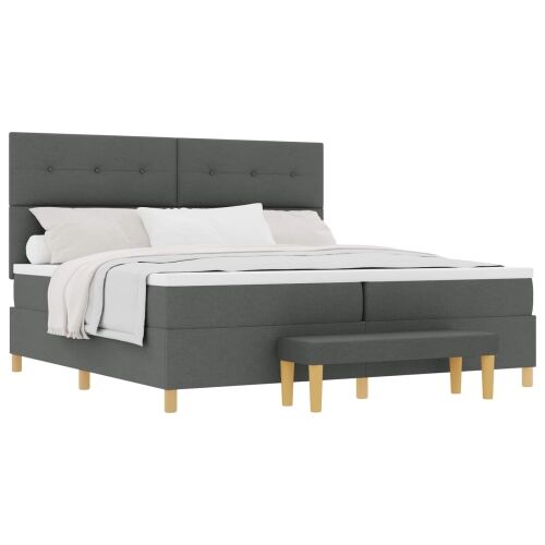 Box spring krevet Tamno siva 200 x 200 cm tkanina - Tamno siva 200 x 200 cm Prošiveno gumbima Cijena
