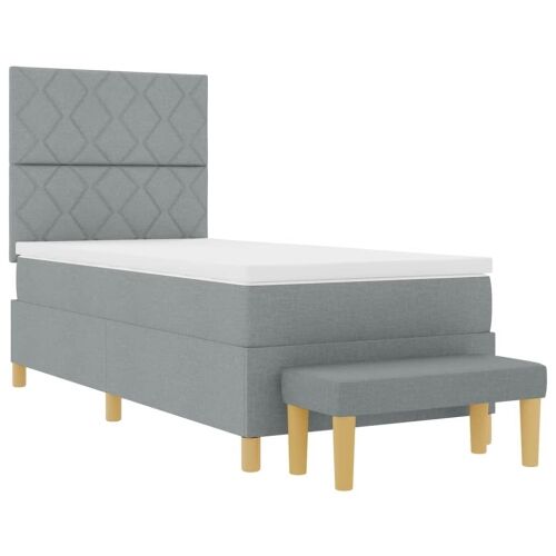 Box spring krevet Svjetlosiva 190 x 90 cm tkanina - Svjetlosiva 90 x 190 cm Dizajn s rombovima Cijena