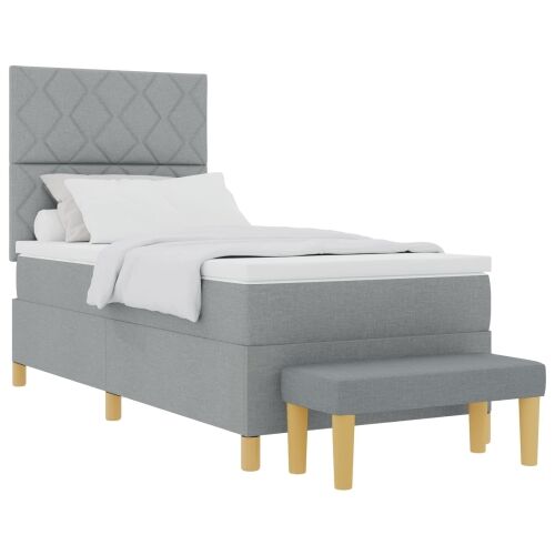Box spring krevet Svjetlosiva 190 x 90 cm tkanina - Svjetlosiva 90 x 190 cm Dizajn s rombovima Cijena