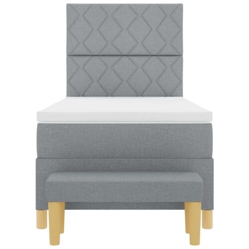 Box spring krevet Svjetlosiva 190 x 90 cm tkanina - Svjetlosiva 90 x 190 cm Dizajn s rombovima Cijena