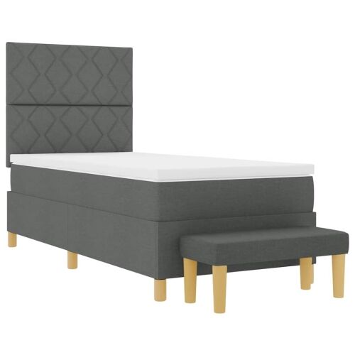 Box spring krevet Tamno siva 190 x 90 cm tkanina - Tamno siva 90 x 190 cm Dizajn s rombovima Cijena